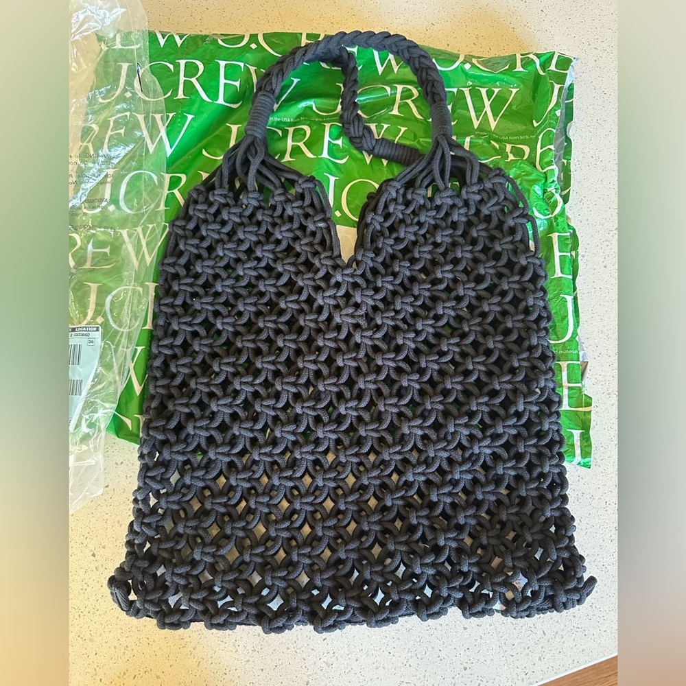 J Crew Cadiz hand-knotted rope tote